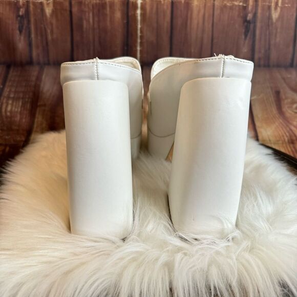 Shein Women’s White Faux Leather Platform Chunky Mules Shoes Size 8 - Picture 8 of 12